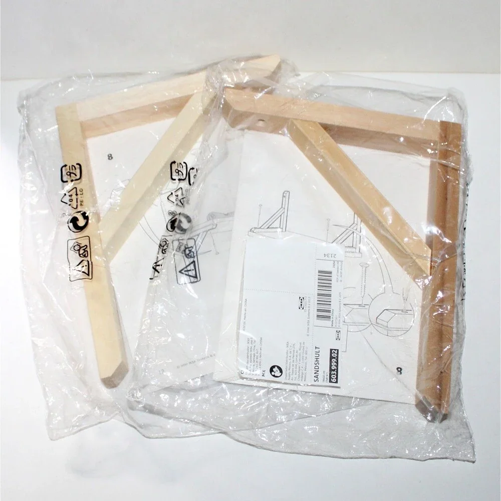 Set of 2 Ikea Sandshult Wall Shelf Bracket Aspen Wood natural NEW